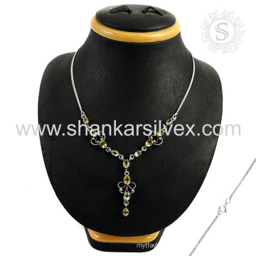 Stately Fashion Citrine Necklace 925 Sterling Silver Jewelry High Quality Gemstone Jewelry Wholesaler